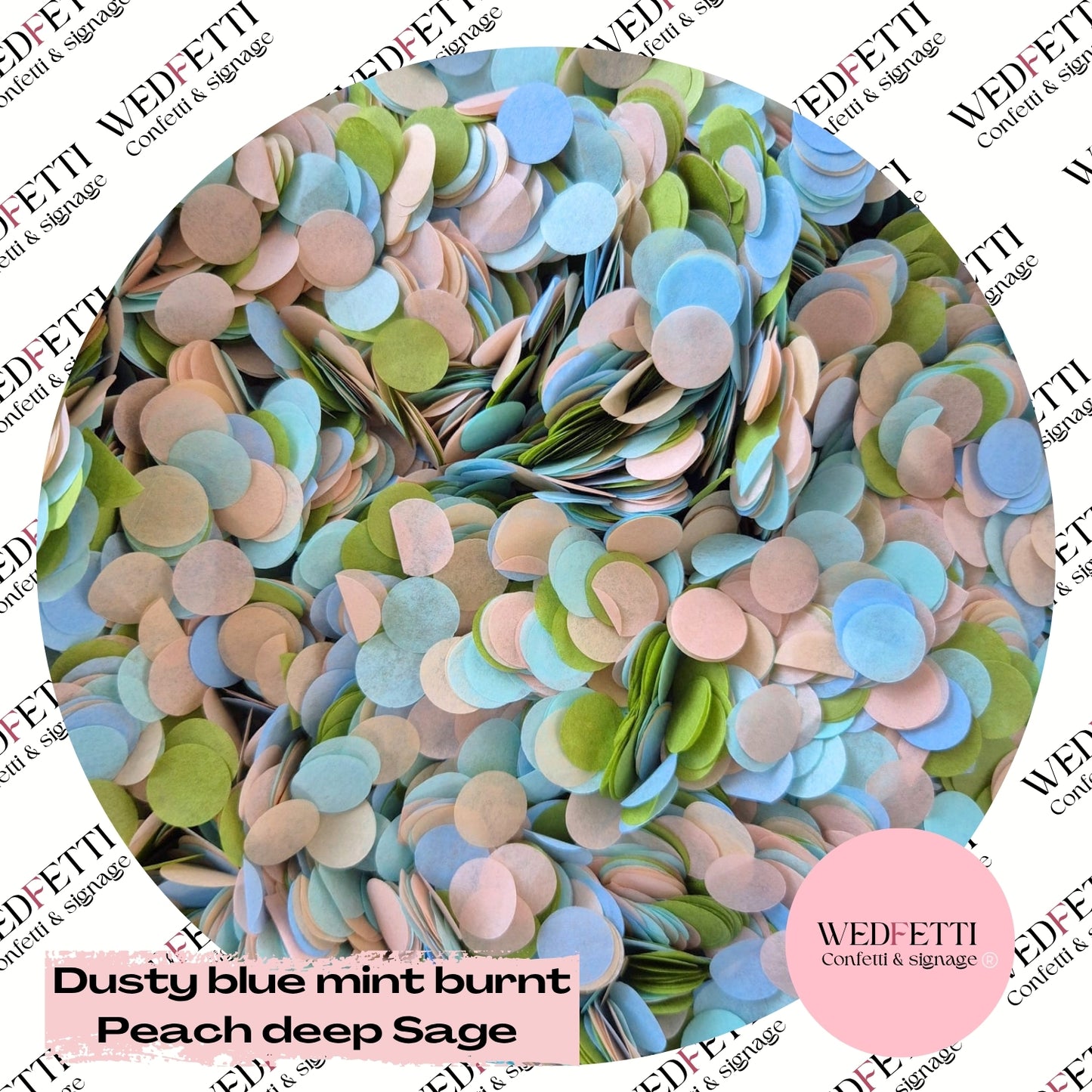 Slow falling paper Confetti - Dusty Blue mint burnt Peach deep Sage