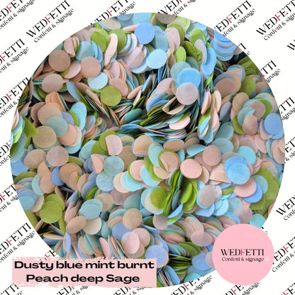 Slow falling paper Confetti - Dusty Blue mint burnt Peach deep Sage