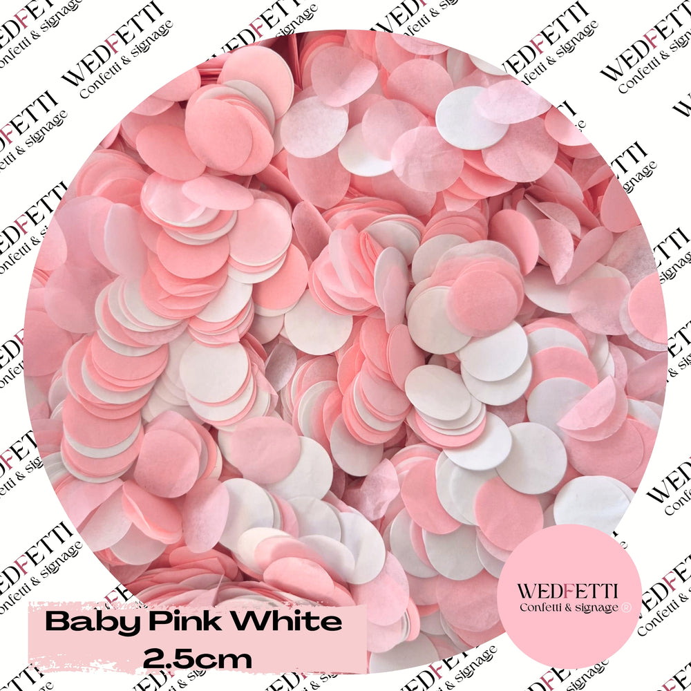 Circles Large 2.5cm Biodegradable - Baby Pink White