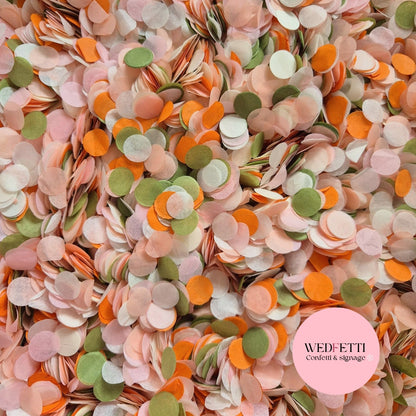 Slow falling paper Confetti - Light Ivory Deep Sage peach Pink burnt orange