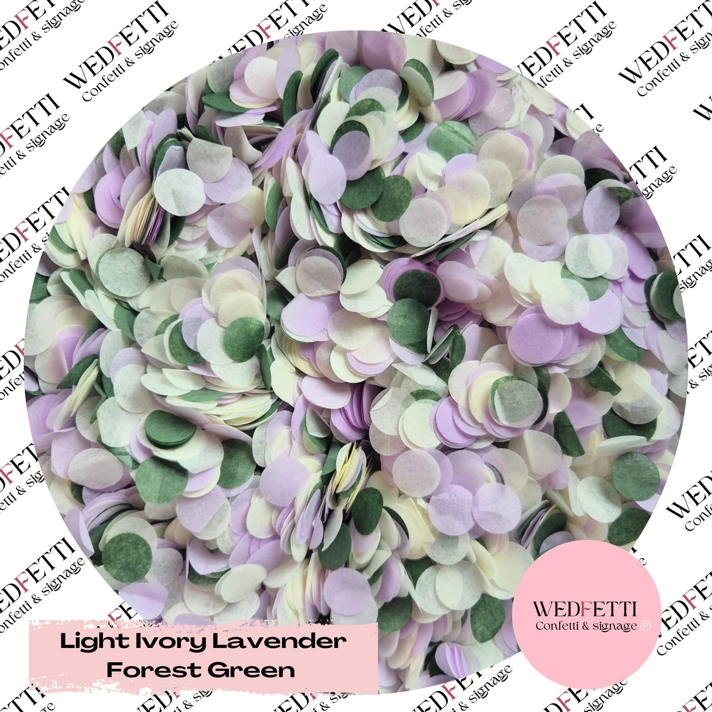 Slow falling paper Confetti - Light Ivory Lavender Forest Green