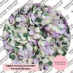 Slow falling paper Confetti - Light Ivory Lavender Forest Green