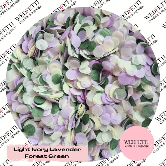 Slow falling paper Confetti - Light Ivory Lavender Forest Green