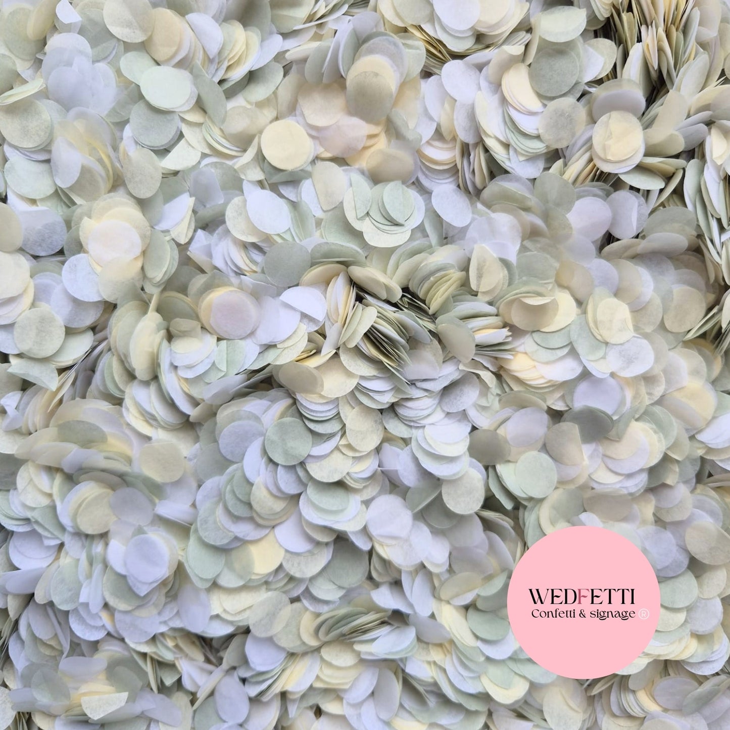 Slow falling paper Confetti - Light Sage Grey Ivory White