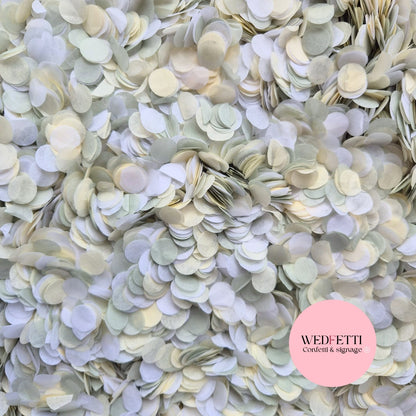 Slow falling paper Confetti - Light Sage Grey Ivory White