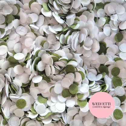 Slow falling paper Confetti - Sage Olive White