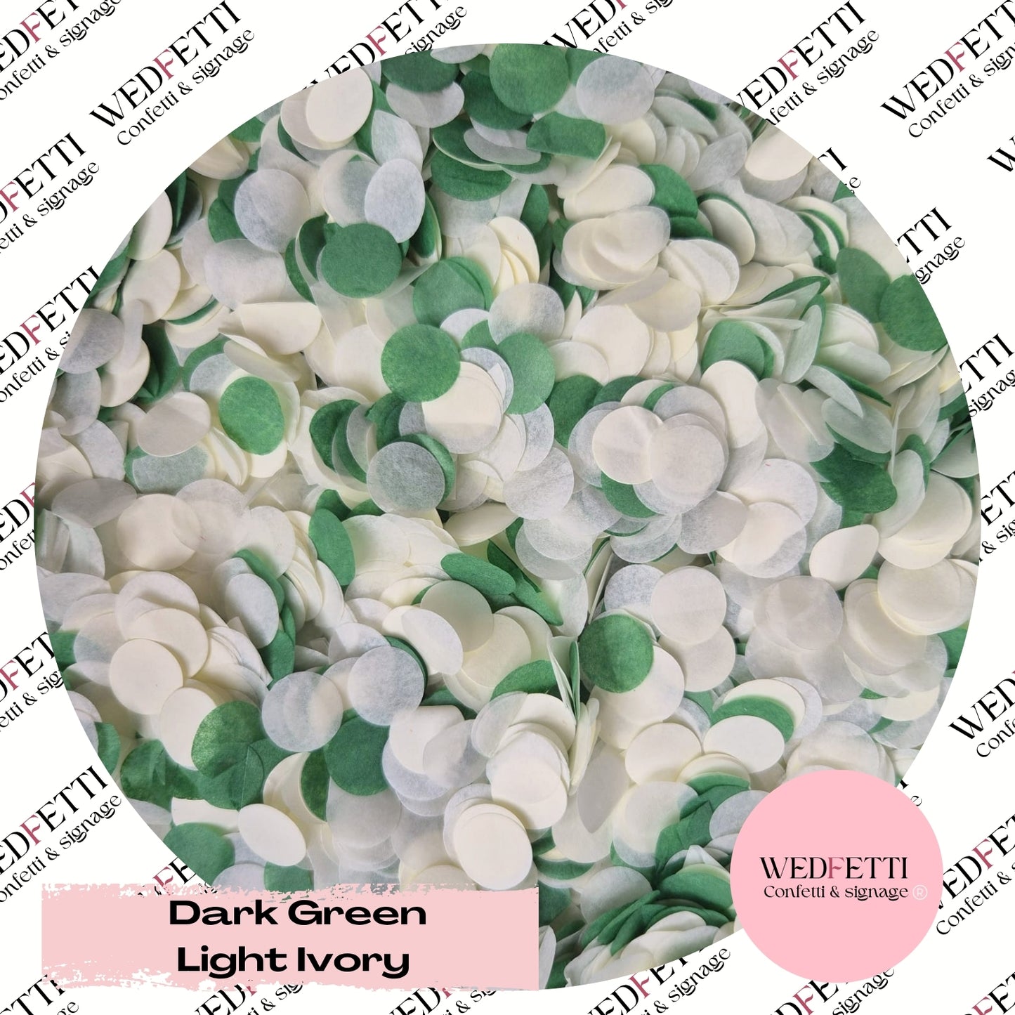 Slow falling paper Confetti - Dark Green Light Ivory
