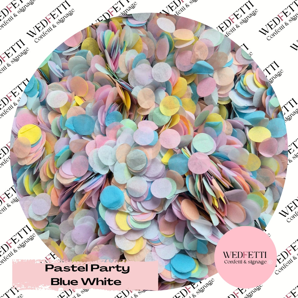 Slow falling paper Confetti - Pastel party Blue White