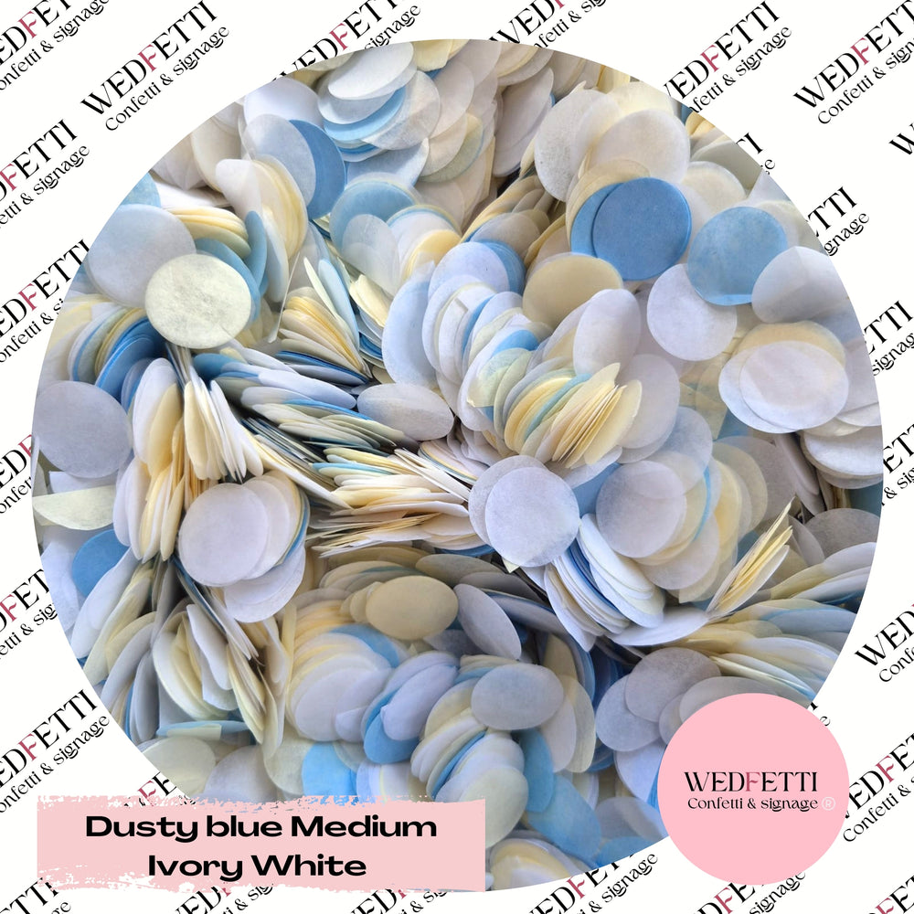 Circles Large 2.5cm Biodegradable - Dusty Blue Medium Ivory White