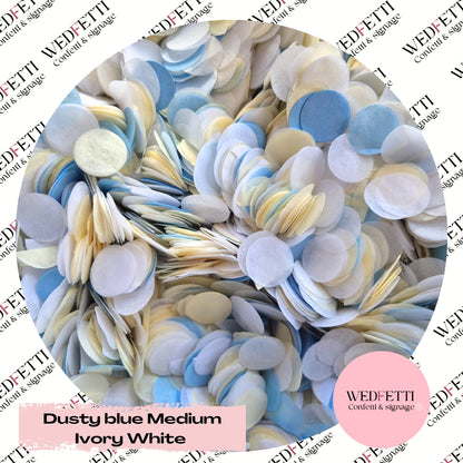 Circles Large 2.5cm Biodegradable - Dusty Blue Medium Ivory White