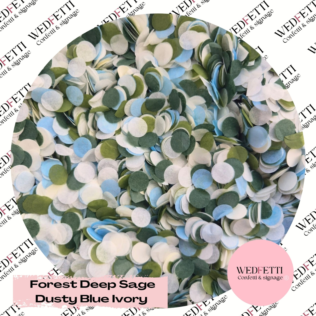 Slow falling paper Confetti - Forest Deep Sage Dusty Blue Ivory