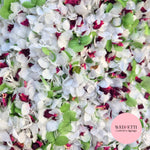 Snow Petal Confetti® - White Green + Burgundy Rose petals