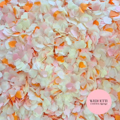 Paper Confetti hearts 1.5cm - Baby Pink Light Ivory Orange
