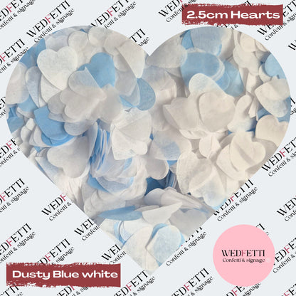 Biodegradable paper Confetti hearts - Dusty Blue white