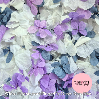 Petal Confetti hydrangea - Lilac,Dusty Blue FlutterFly + White Hydrangea