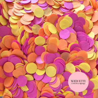 Circles Large 2.5cm Biodegradable - Electric Fuschia yellow orange