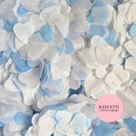 Biodegradable paper Confetti hearts - Dusty Blue white
