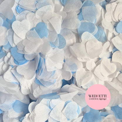 Biodegradable paper Confetti hearts - Dusty Blue white
