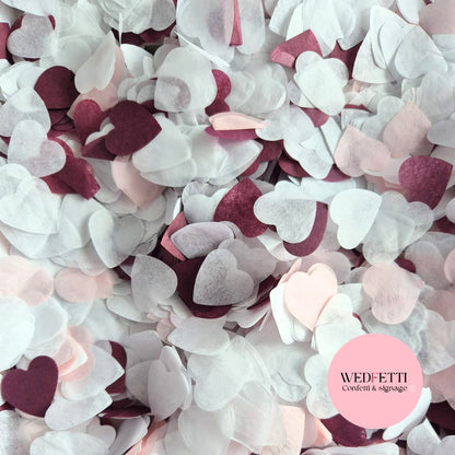 Biodegradable paper Confetti hearts - Burgundy Pink
