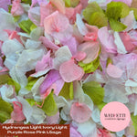 Petal Confetti hydrangea - Light Ivory L Purple Rose Pink L Sage