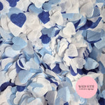 Biodegradable paper Confetti hearts - 2 Blue Dusty + White