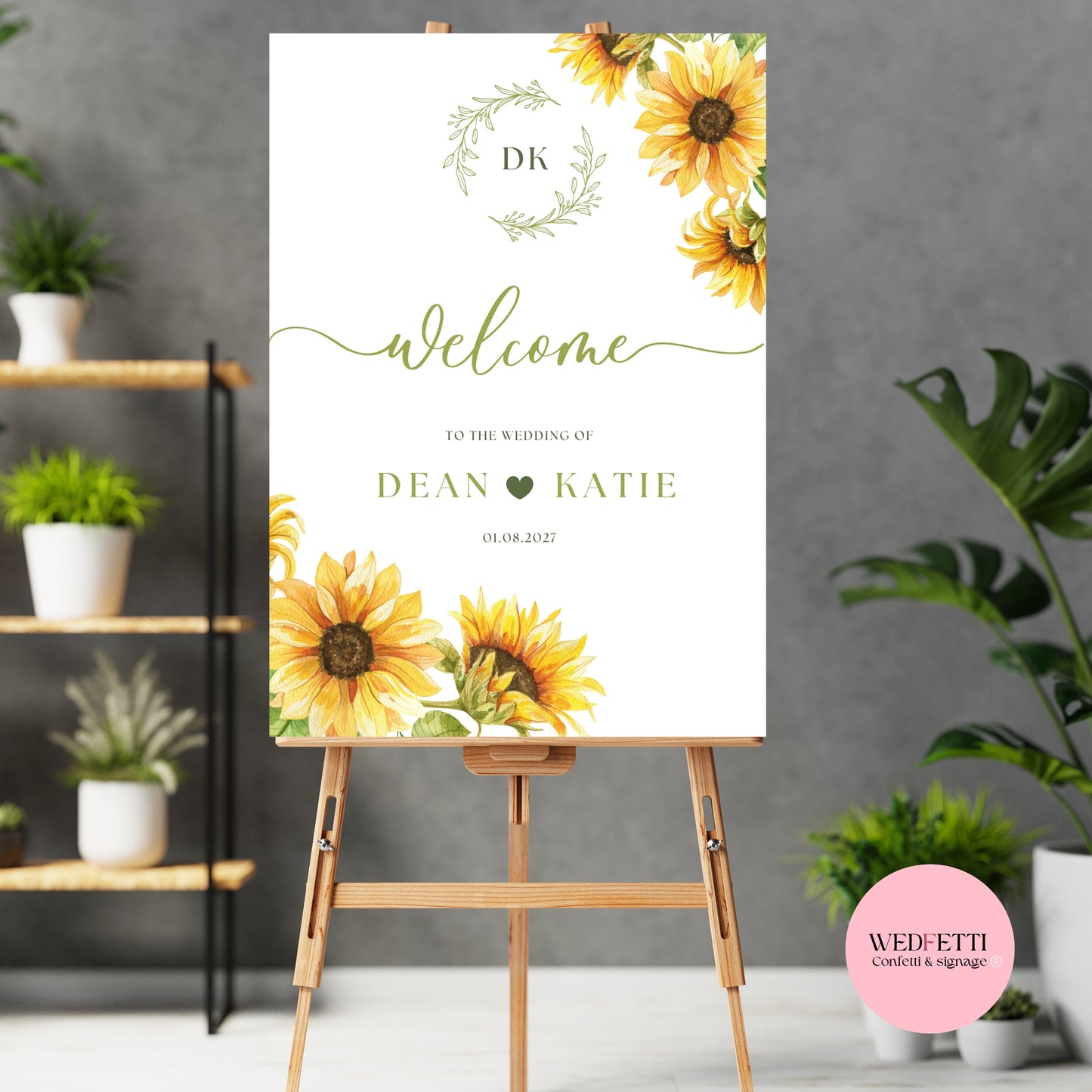 Welcome sign - (Sunflowers) green