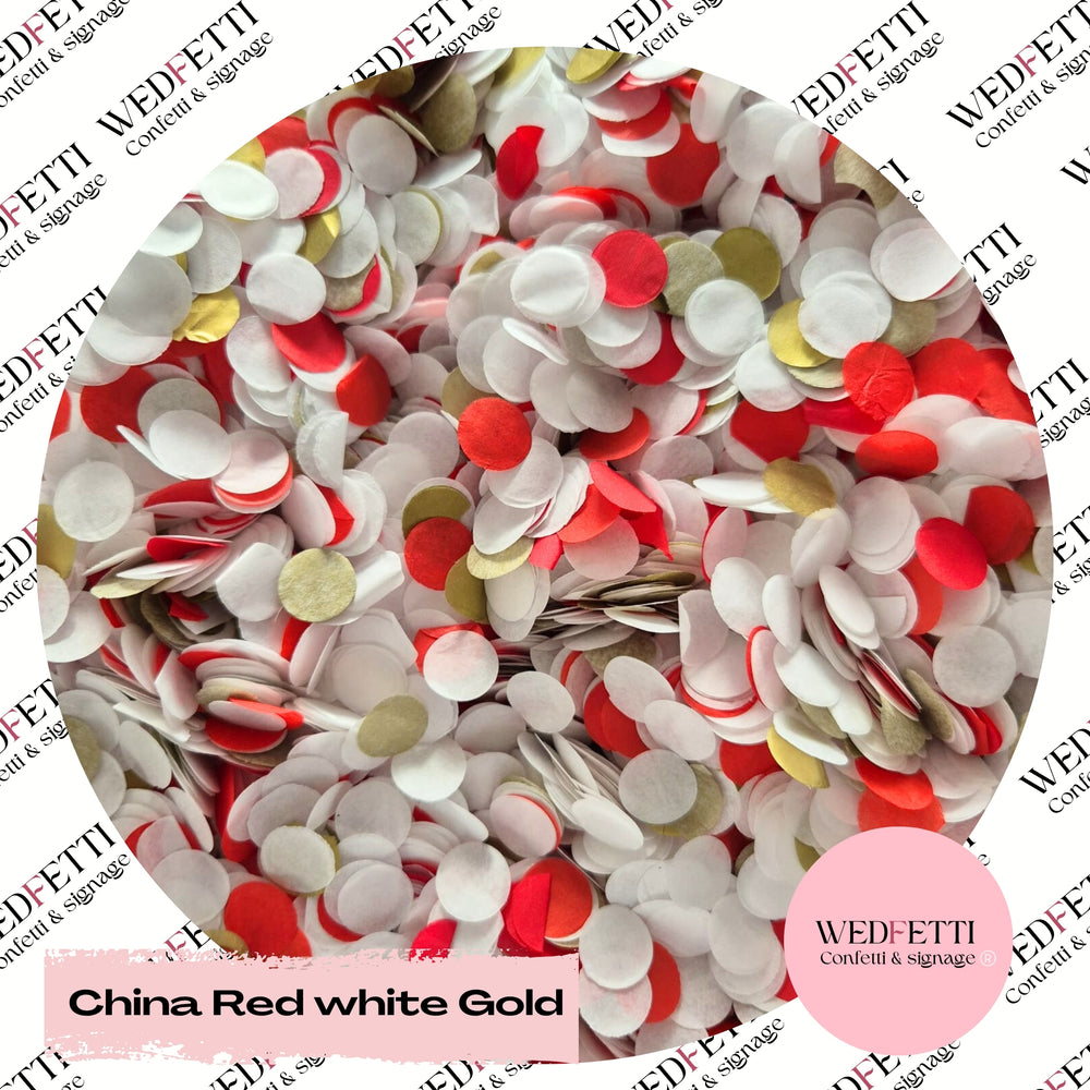 Slow falling paper Confetti - China Red White Gold