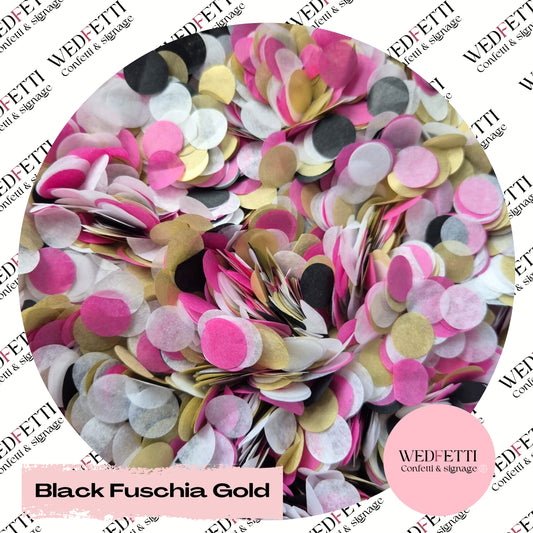Slow falling paper Confetti - Black Fuschia Gold