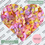 Paper Confetti hearts 1.5cm - Peach Pink Purple Yellow
