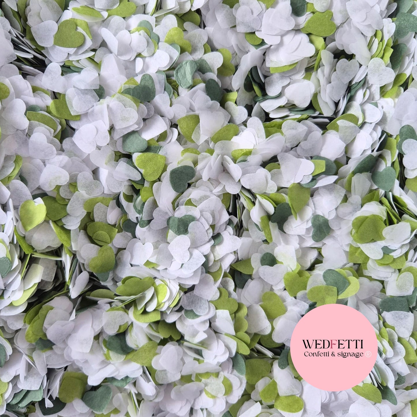 Paper Confetti hearts 1.5cm - Deep Sage Forest White