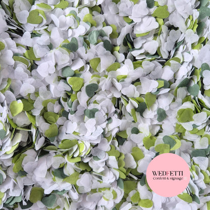 Paper Confetti hearts 1.5cm - Deep Sage Forest White