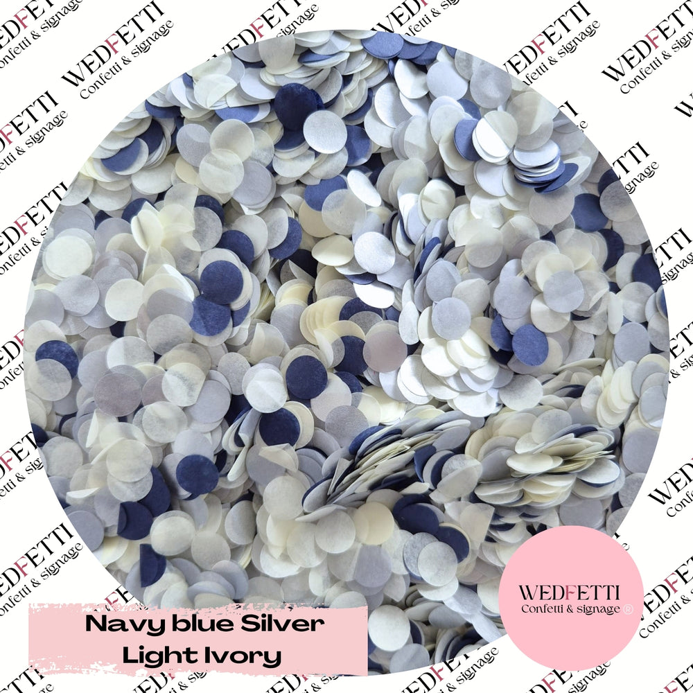 Slow falling paper Confetti - Navy Blue Silver Light Ivory