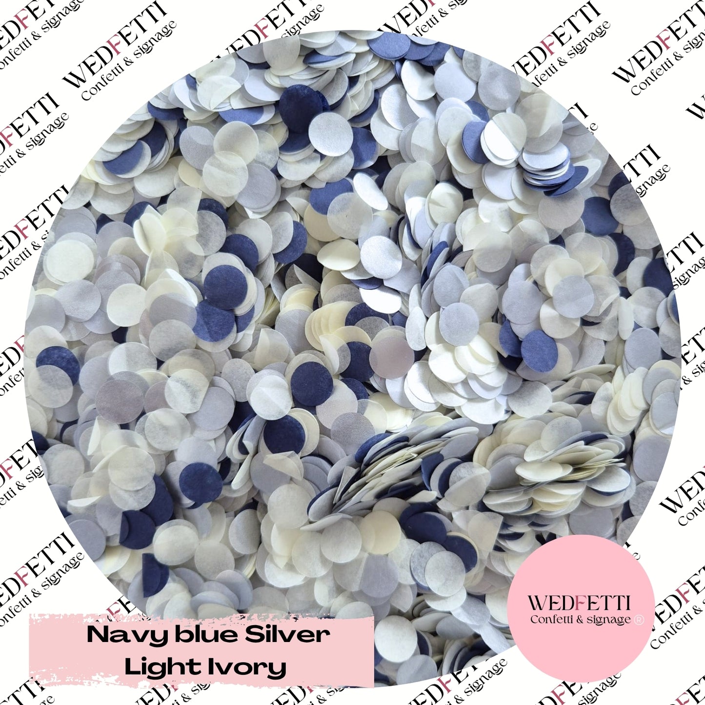 Slow falling paper Confetti - Navy Blue Silver Light Ivory