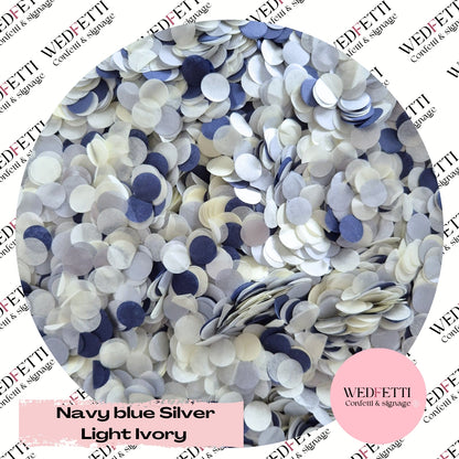 Slow falling paper Confetti - Navy Blue Silver Light Ivory