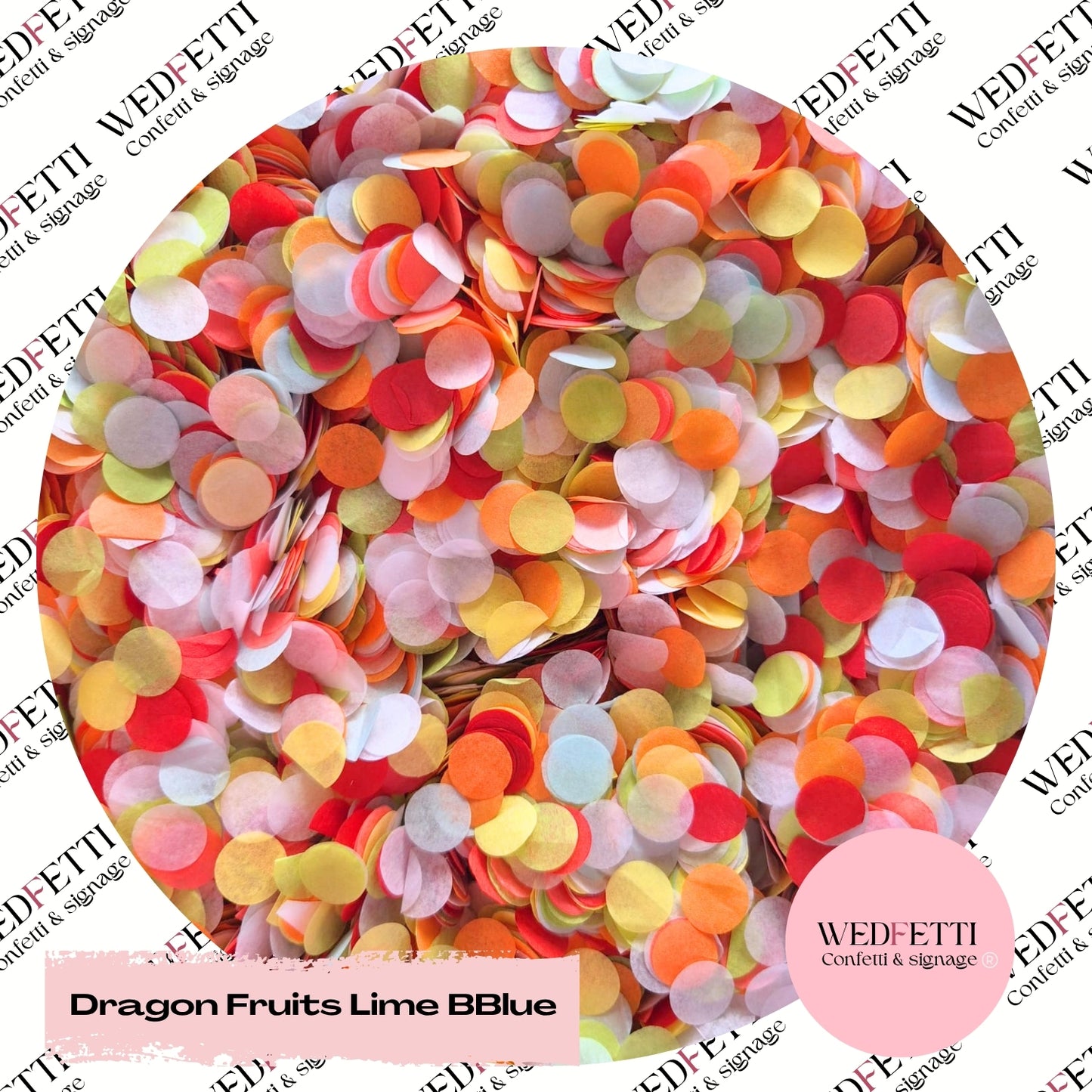 Slow falling paper Confetti - Dragon Fruits Lime BBlue