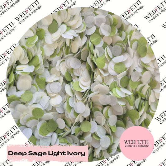 Slow falling paper Confetti - Deep Sage light Ivory