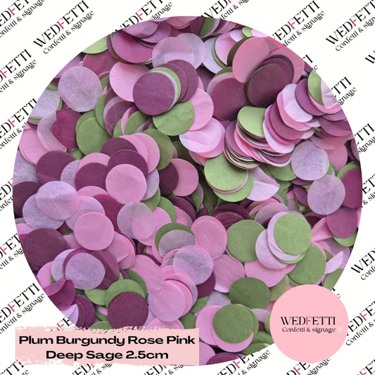 Circles Large 2.5cm Biodegradable - Plum Burgundy Rose Pink Deep Sage