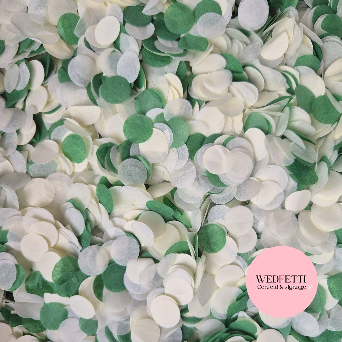 Slow falling paper Confetti - Dark Green Light Ivory
