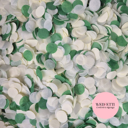 Slow falling paper Confetti - Dark Green Light Ivory