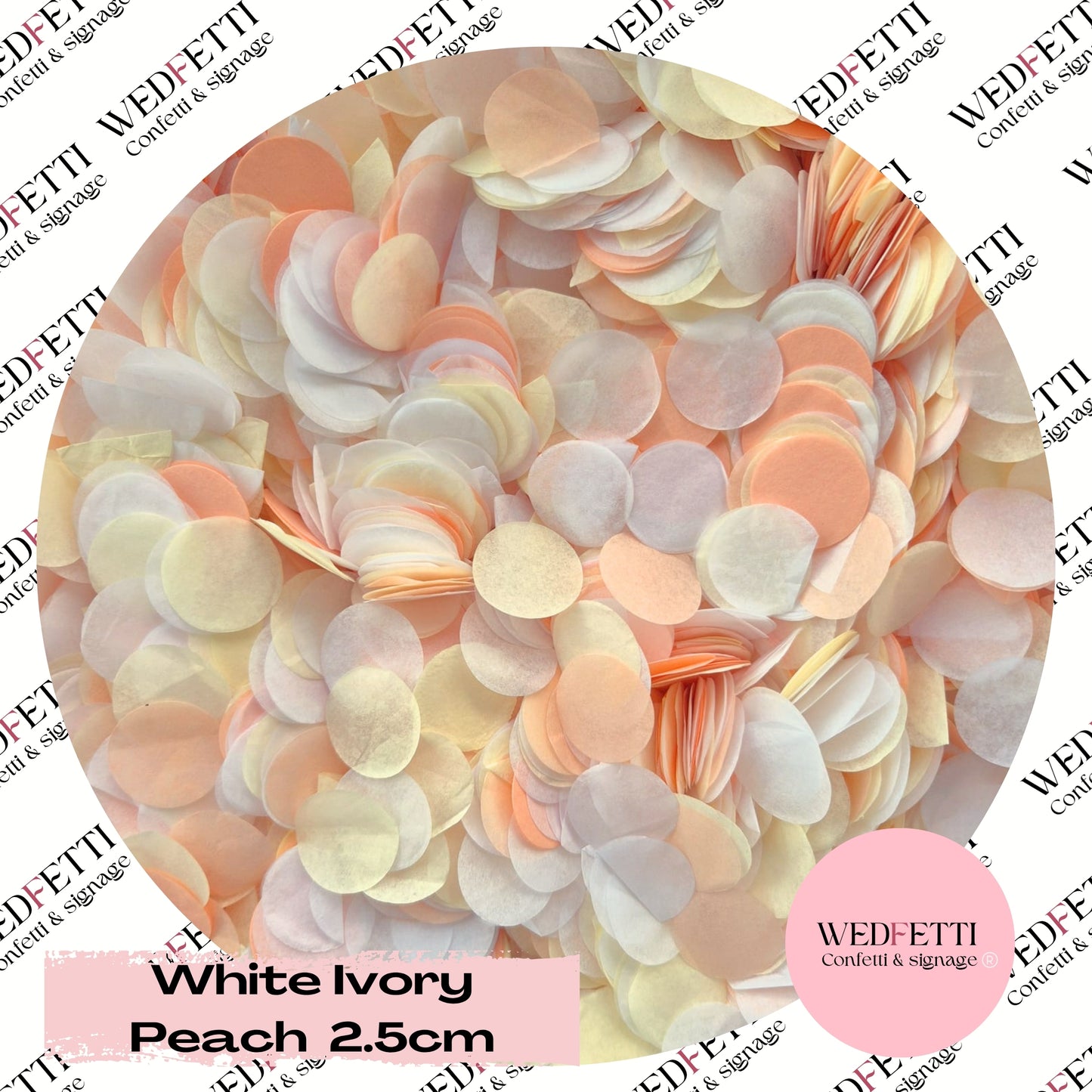 Circles Large 2.5cm Biodegradable - White Ivory Peach