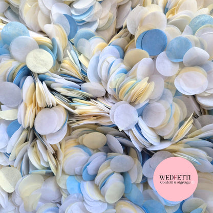 Circles Large 2.5cm Biodegradable - Dusty Blue Medium Ivory White