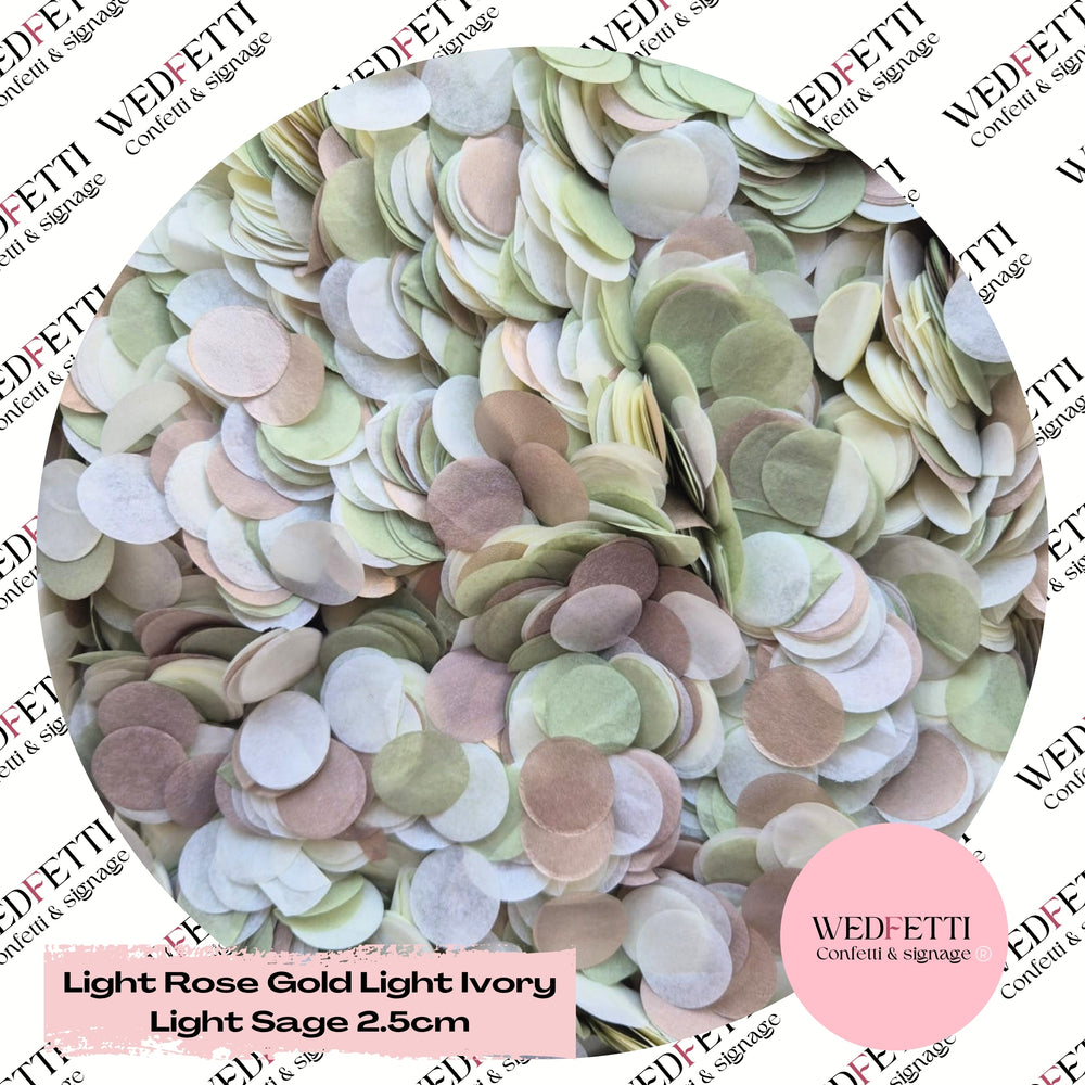 Circles Large 2.5cm Biodegradable - Light Rose Gold Light Ivory Light Sage
