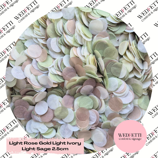 Circles Large 2.5cm Biodegradable - Light Rose Gold Light Ivory Light Sage