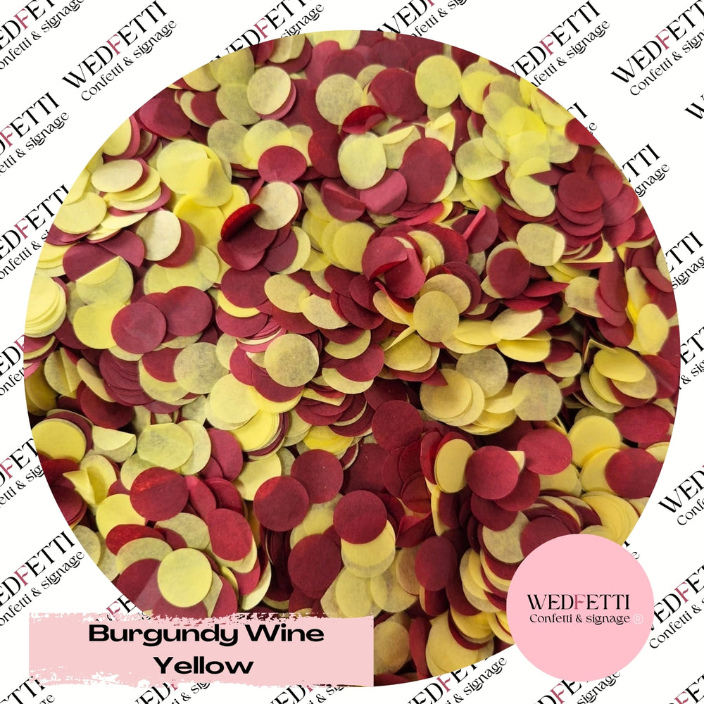 Slow falling paper Confetti - Burgundy Wine Yellow