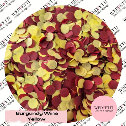 Slow falling paper Confetti - Burgundy Wine Yellow