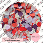Circles Large 2.5cm Biodegradable - Light Ivory lavender 2 Red D Purple White