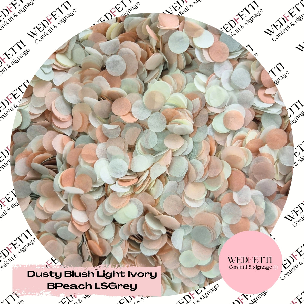 Slow Falling Paper Confetti – Dusty Blush, Light Ivory, Burnt Peach, Light Sage & Grey
