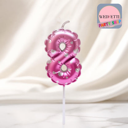 Numbered Balloon style Birthday candles- Pink