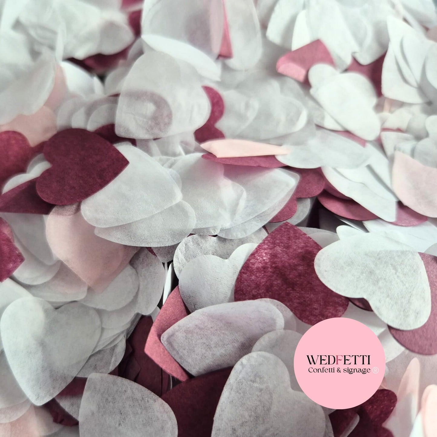 Biodegradable paper Confetti hearts - Burgundy Pink