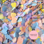 Biodegradable paper Confetti hearts - Peach Dusty Blue purple yellow